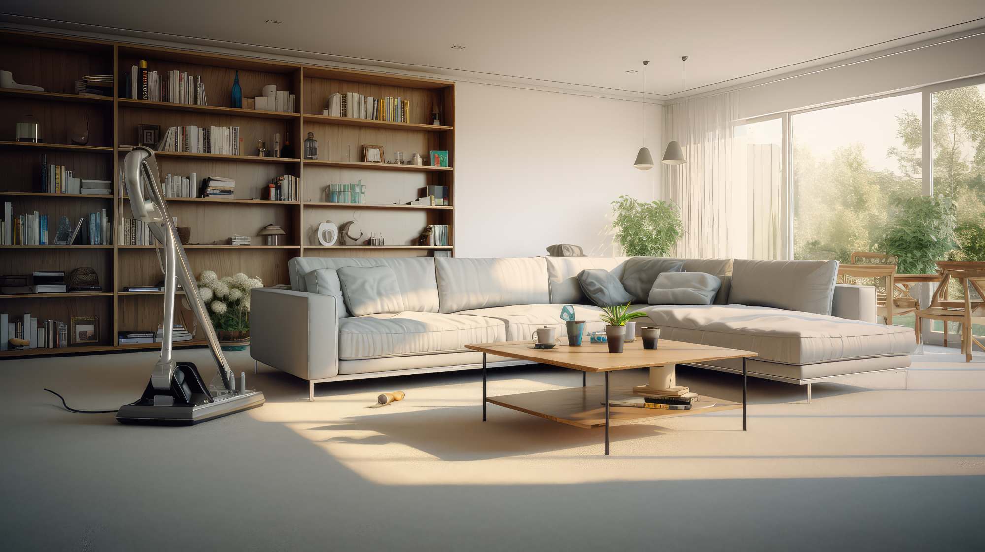 Living room vacuumed during a bond clean